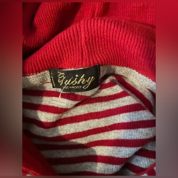 Gushy Red and White Striped Paris Hoodie with a Paris Girl in a Jeweled Beanie - Picture 6 of 6